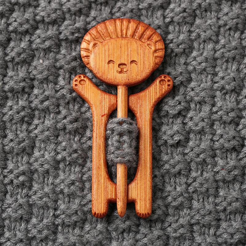 Product Introduction of Fashion Hot Sale Wooden Brooch Shawl Cardigan Sweater Collar Shrink Fixed Pin Niche Cute Animal Cartoon Brooch 0