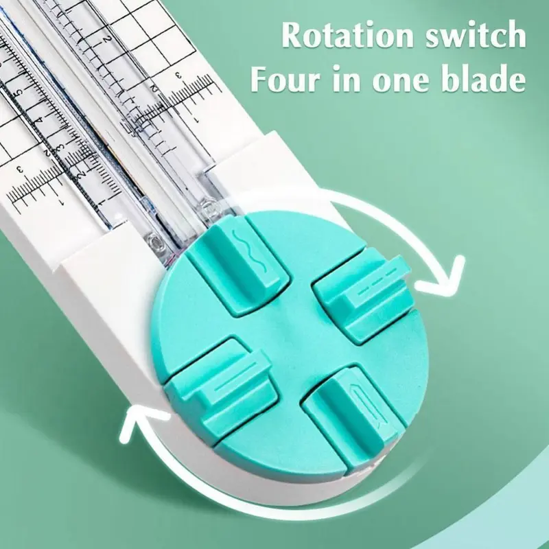 Máy cắt giấy, 4 trong 1, loại bấm thủ công, máy tạo nếp gấp, tông đơ quay 360 độ, cắt giấy, mới 7