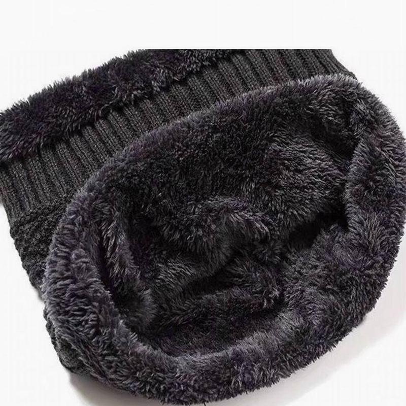 Product Introduction of Men's Winter Outdoor Sports Hat, 2 Counts/set Knitted Hat with Scarf, Warm Earmuffs Knitted Hat, Outdoor Men's Hat 4