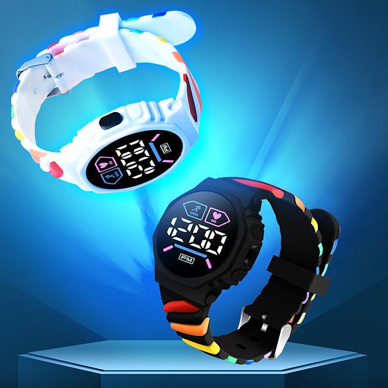 CW Unisex Watches Silicone Strap LED Digital Watch Rainbow Color ...