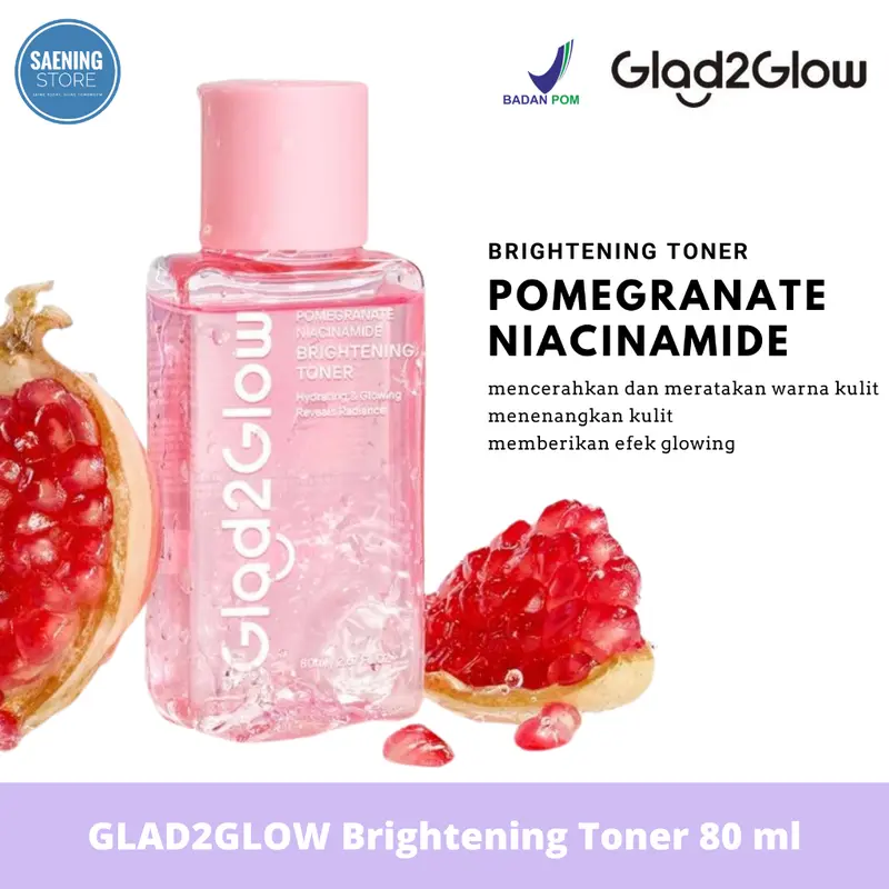 【NEW LAUNCH】GLAD2GLOW POMEGRANATE NIACINAMIDE BRIGHTENING TONER Whitening Mencerahkan dan meratakan warna kulit Menenangkan kulit kemerahan, mengunci kelembapan 0
