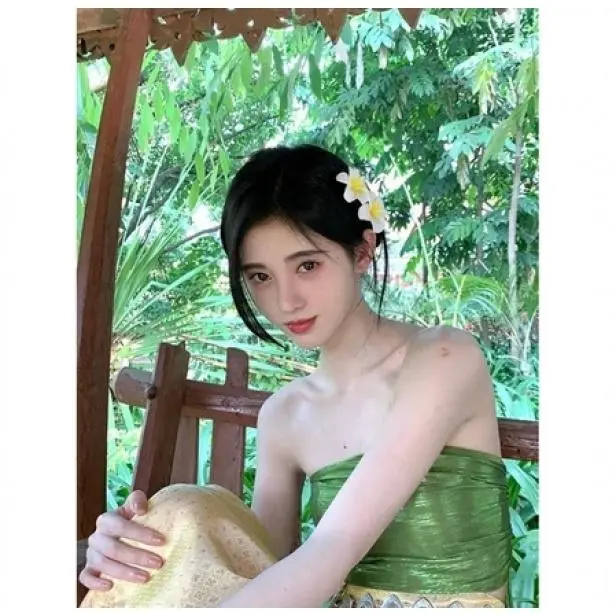 [Giảm giá hấp dẫn] Kẹp tóc hoa anh đào vàng trắng Hawaii ngọt ngào cho nữ Kẹp tóc Mái Phụ kiện kẹp tóc 8
