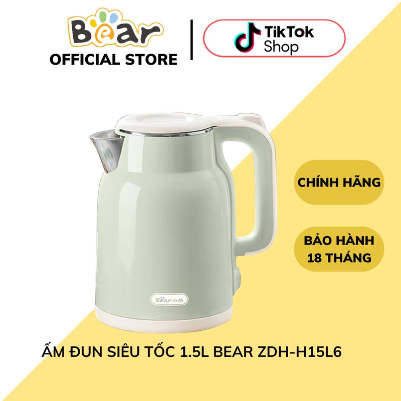 Ấm Đun Siêu Tốc Bear ZDH-H15L6, Dung tích 1.5L, Công Suất 1500W, Đun Nước Thông Minh - Tự Động Ngắt, Bảo Hành 18 Tháng Bình Đun Nước Ấm Siêu Tốc Inox