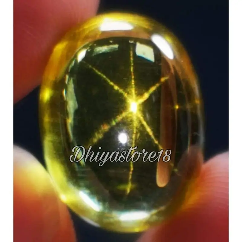 Batu Permata Yellow Sapphire Star Bangkok Big Size Crystal Termurah