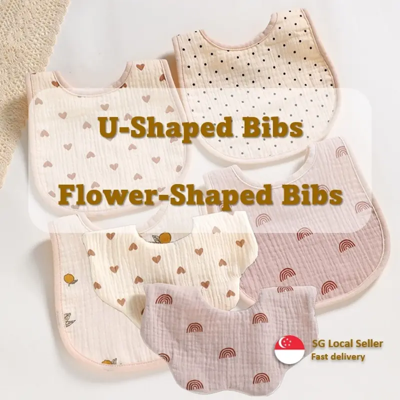 6 Layers 100% Cotton Gauze U-shaped Pure Cotton Baby Bib Kids Bib Newborn Bib Burp Cloths Feeding Bib