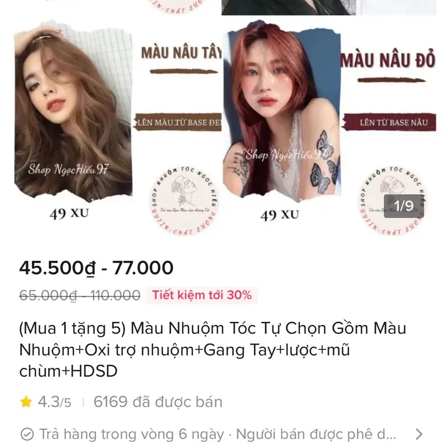 (Mua 1 tặng 5) Màu Nhuộm Tóc Tự Chọn Gồm Màu Nhuộm TẶNG oxi trợ nhuộm+gang tay+lược nhuộm+mũ chùm đầu+giấy HDSD Đổi Màu Tóc Nữ Đổi Màu Tóc Nữ