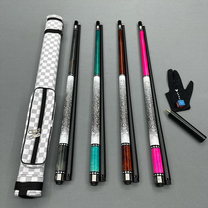 Cơ bida cao cấp KT Pro ngọn carbon sợi - tẩy 7 màu tặng kèm combo bao da phụ kiện và nối chuôi - Gậy bi-a lỗ cao cấp KT Pro