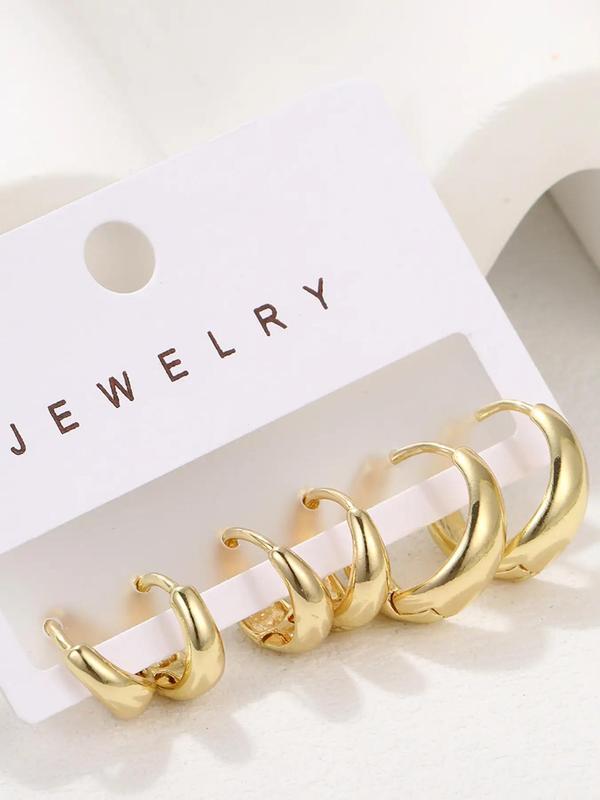 Women's Elegant Trendy Geometric Design Hoop Earrings, Simple Style Plain Color Hoop Earrings for Party, Exquisite Jewelry for Birthday Gifts 6