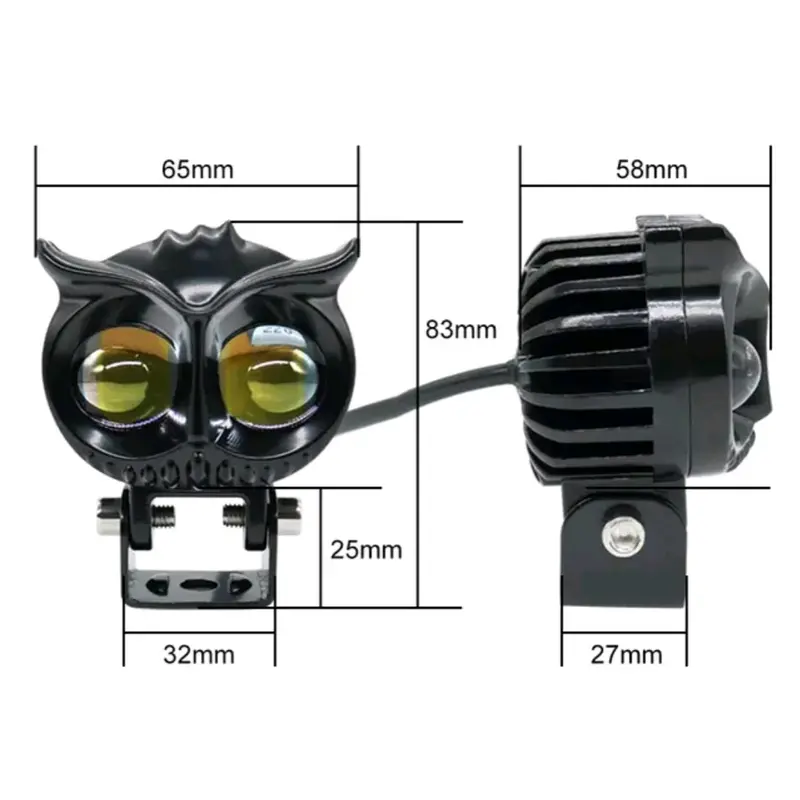 Lampu tembak owl 2 mata yellow white motor mobil 3