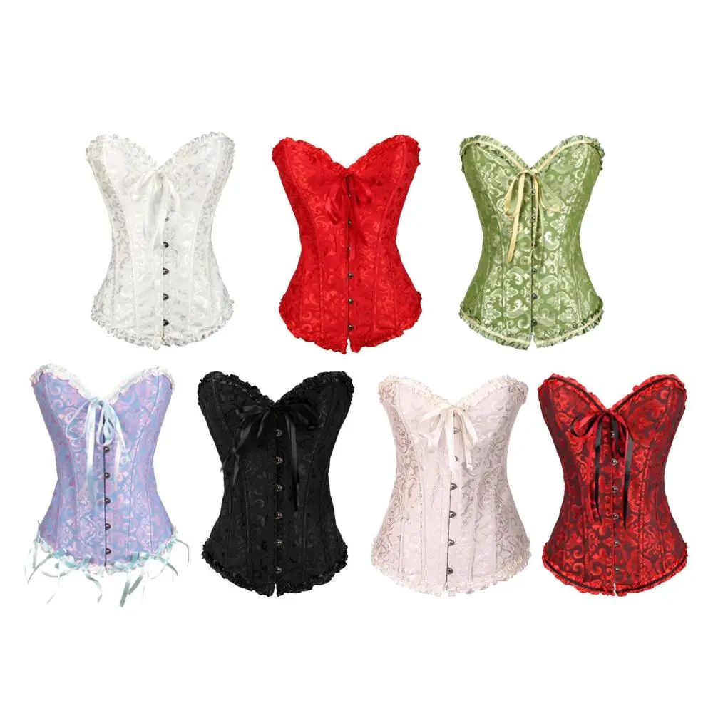 Trang Phục Corset, Trang Trí Hoa Cho Nữ, Cincher Eo Satin, Lingeire Jacquard Buộc Dây Áo Nịt Ngực Gothic, Thích Hợp Cho Bữa Tiệc Halloween, Đêm Sinh Nhật