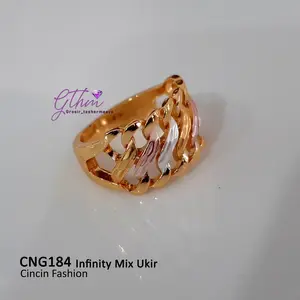 Cincin Wanita CNG184 Infinity Mix Ukir Warna Kombinasi Rosegold Silver Gold Model Lebar Elegan Premium Perhiasan Cocok untuk Pesta Hadiah Ulang Tahun Rings Rings Rings
