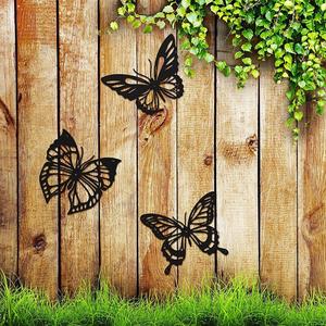 Butterfly Design Metal Wall Decor, 3 Counts Creative Metal Wall Art, Hanging Wall Decor for Modern Farmhouse Rustic Home Living Room Bathroom Indoor Outdoor Decor