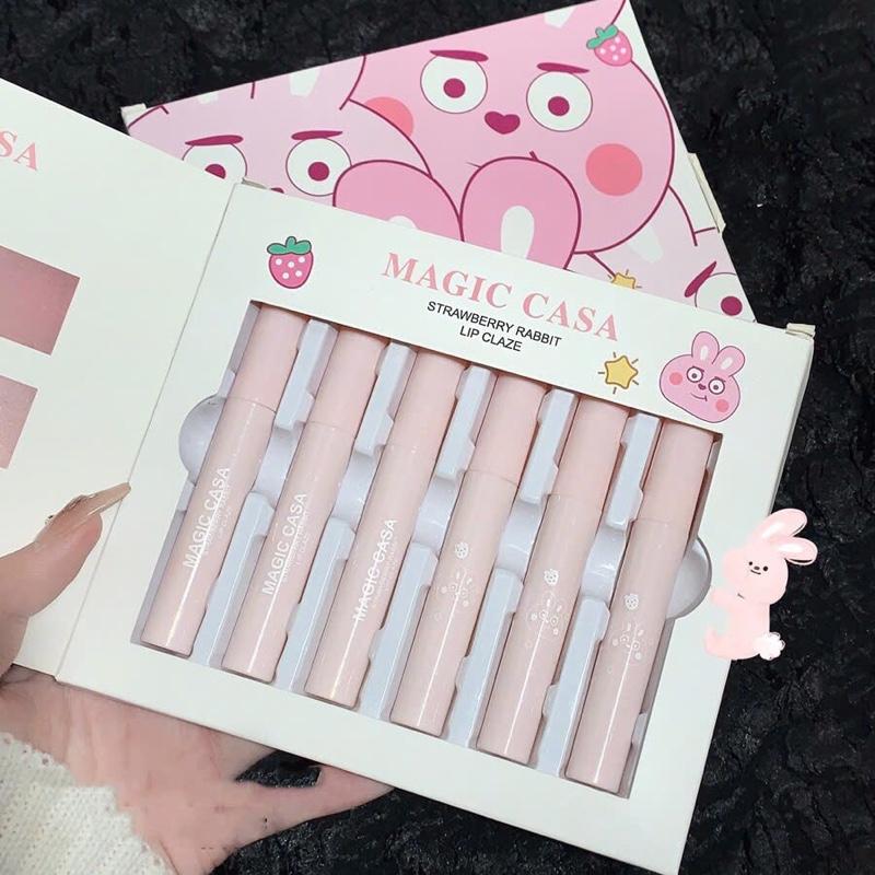 Set 6 Cây Son Kem Lì Magic Casa Thỏ Hồng Lâu Trôi 5