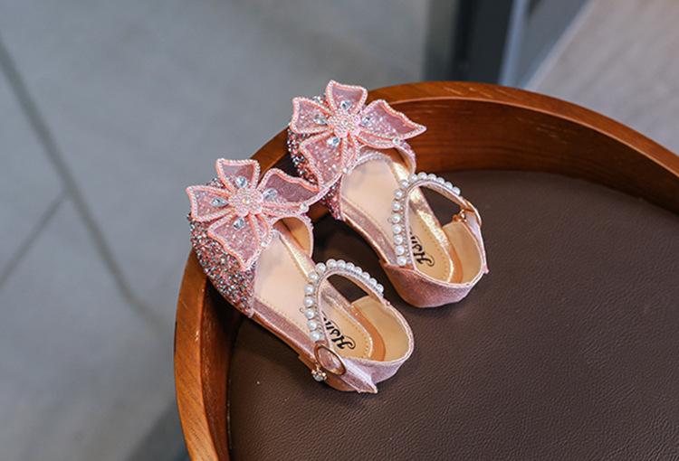 Product Introduction of 2025 Spring and Summer New Korean Style Rhinestone Soft-Soled Girls Sandals Princess Shoes Children's Shoes Girls Dance Shoes 19