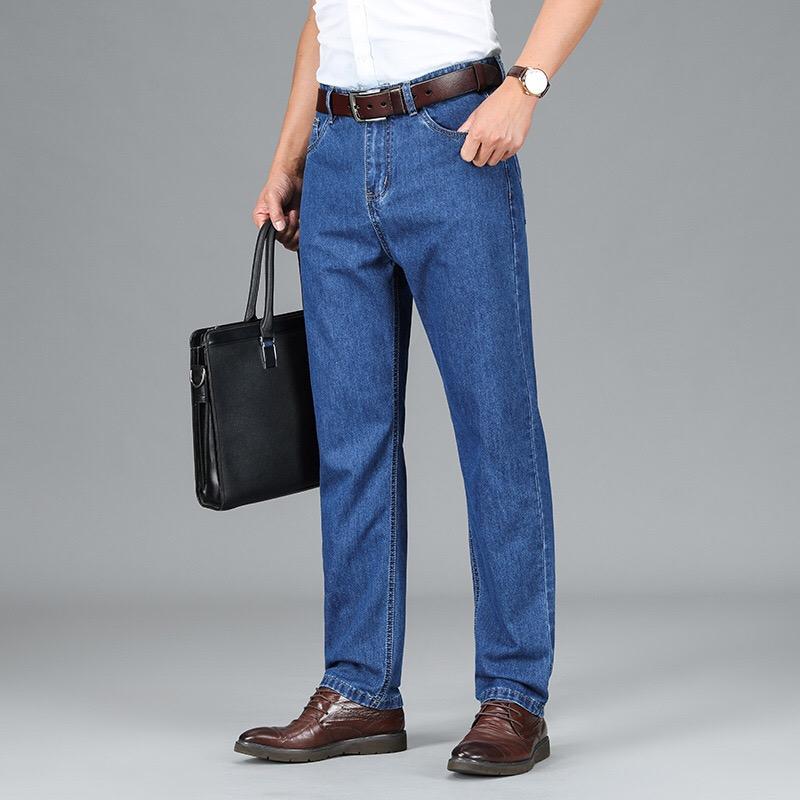 Quần jean nam dài ống suông trung niên 3 màu cơ bản Quần bò nam chất vải cotton dày mềm mịn form dáng chuẩn Menswear Pants Ong