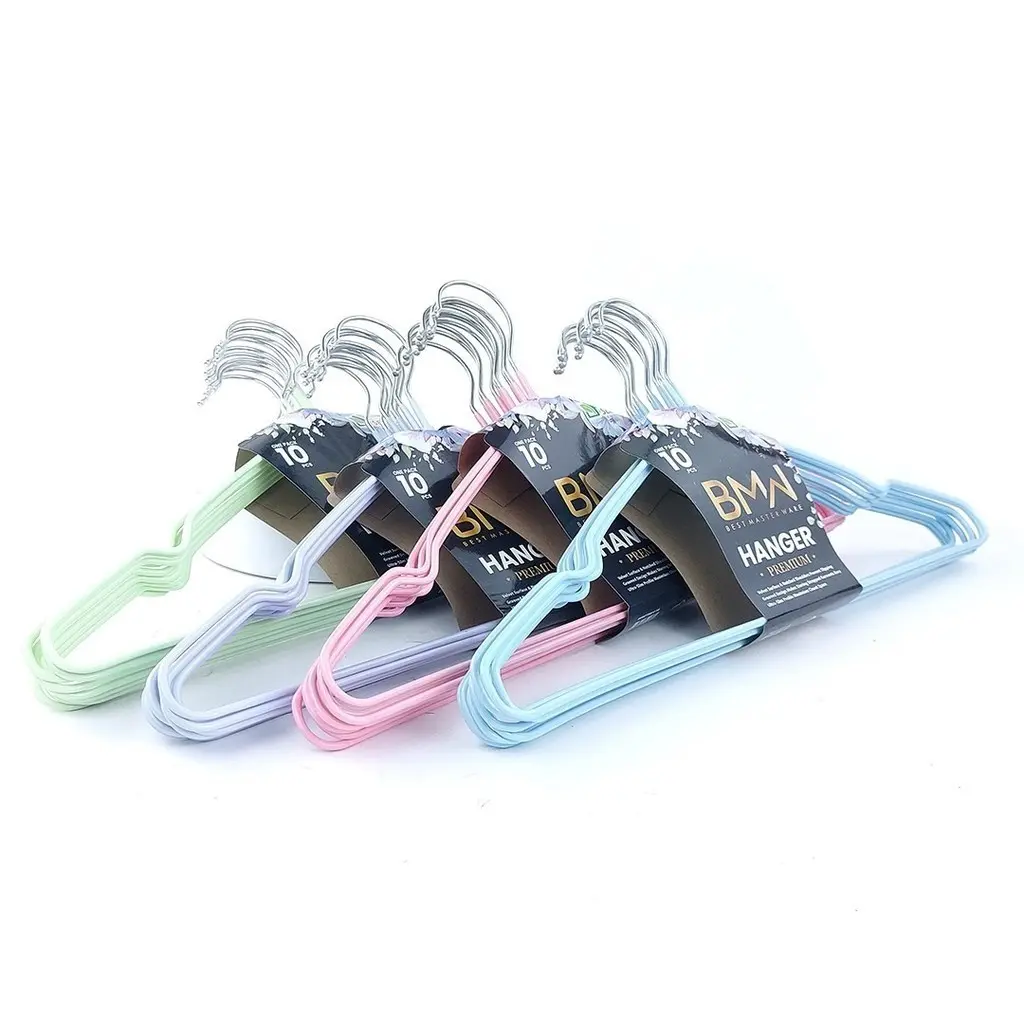 Gantungan Baju Stainlees Steel Tebal 10 PCS Hanger Baju Dewasa Hanger Baju Anti Karat Hanger Baju Warna Pastel Gantungan Serbaguna Bahan Premium