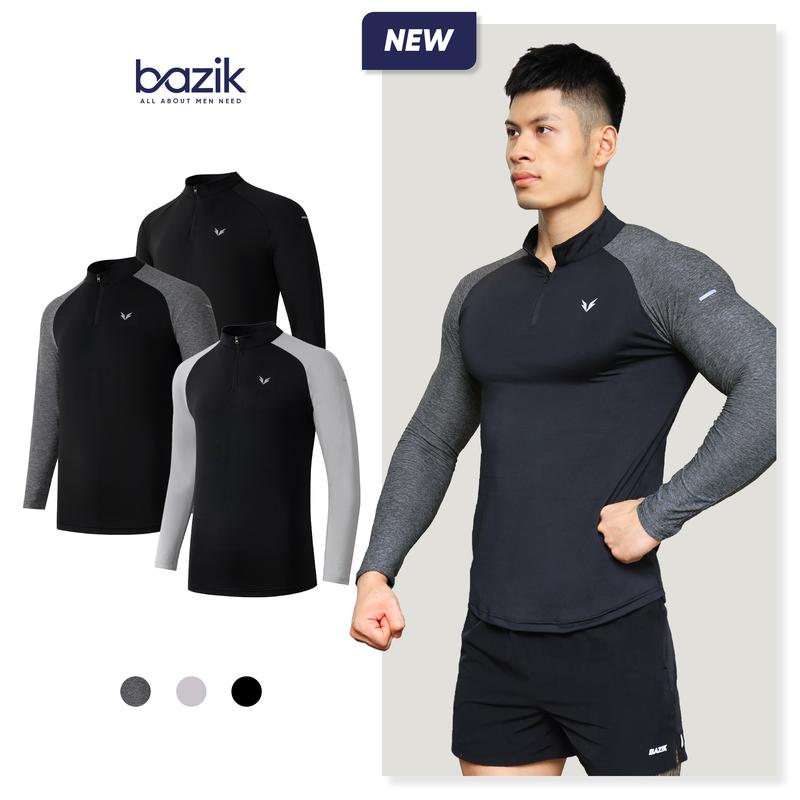 Product Introduction of Áo Thun Dài Tay Cổ Trụ Bazik Wings W01 Quarter Zip Co Giãn, Giữ Nhiệt Tốt, Thể Thao, Chạy Bộ, Bơi Lội, Sport 6