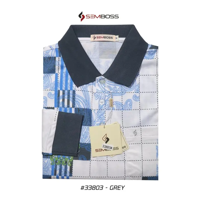 Kaos Kerah Pria Semboss Lengan Panjang Bahan Katun Adem Berkantong 33803A 4