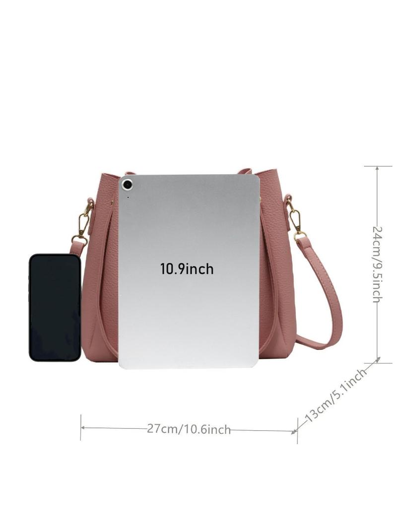 Product Introduction of Women's Fashionable Lychee Pattern Handbag, Casual Pu Leather Shoulder Bag for Daily Used, Trendy Versatile High-quality Daily Commuting Bag 8