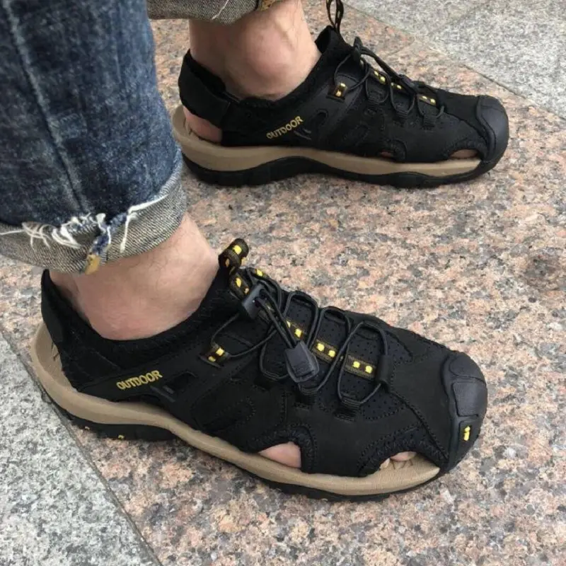 Prelesty Sandal Hiking Pria Gunung Original Sendal Outdoor Keren Kulit Asli Cowok Bernapas Musim Panas Waterproof Trekking 002 2