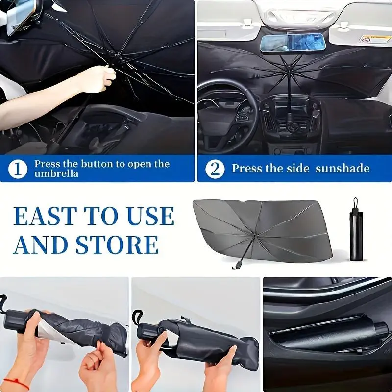 Car Windshield Sunshade Umbrella, Foldable Car Windshield Sunshade, Universal Car Exterior Accessories for Most Vehicles 4