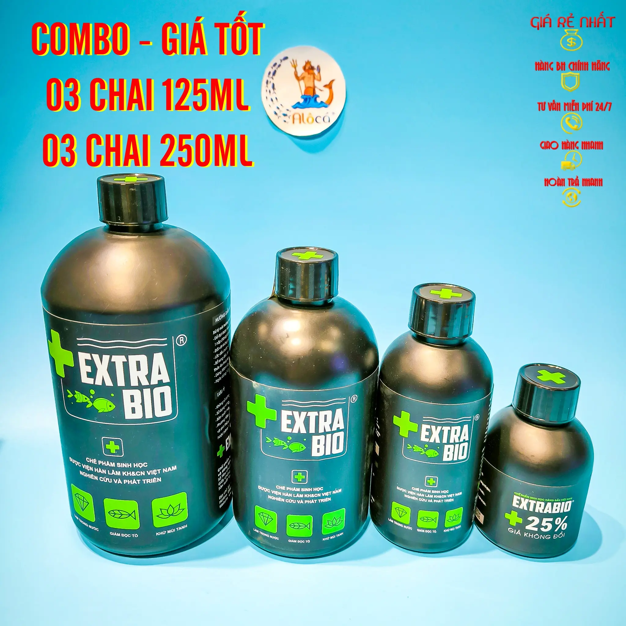[COMBO VISINH EXTRABIO] MÃ: 03 CHAI 125ml và 03 CHAI 250ml - CHỌN RIÊNG, dành cho cá cảnh nước ngọt và nước mặn chế phẩm sinh học aquarium thuỷsinh . v is v is in h extra bio