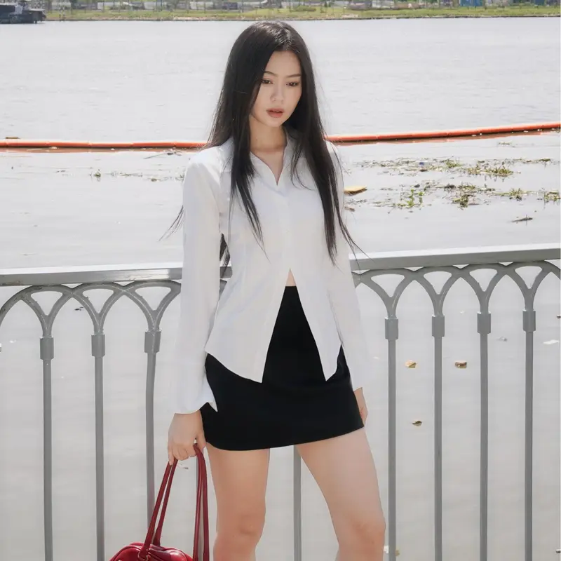 (SM04) DALLA Áo sơ mi trắng nữ phom ôm tay dài 2