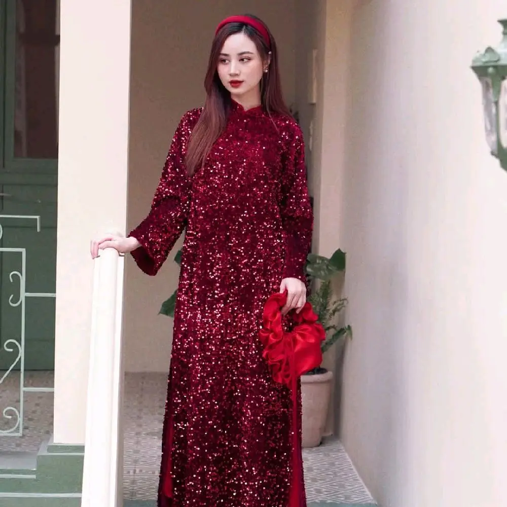 Áo dài kimsa may đo thủ công