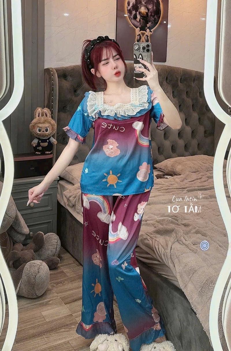 Product Introduction of Lụa xước tay cộc quần dài Nữ Women 21