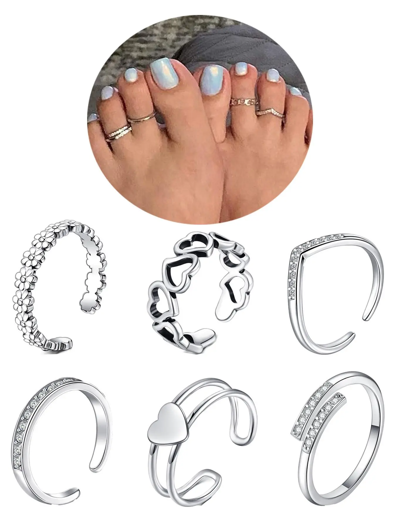 Adjustable Open Toe Ring, Fashionable Foot Jewelry for Women & Girls, Trendy All-match & Exquisite Jewelry for Birthday Gift