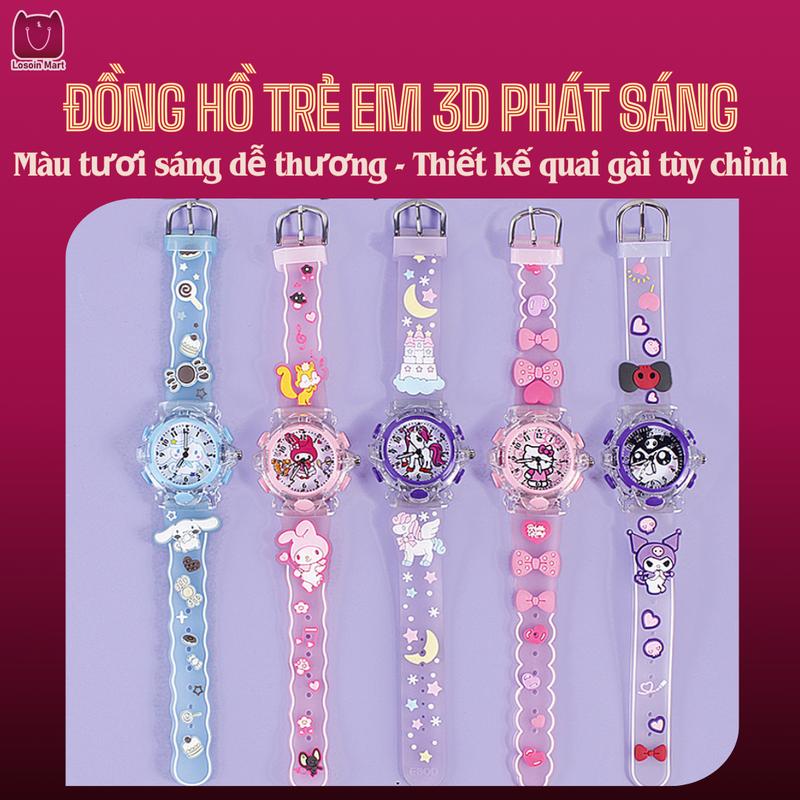 Hoạt Hình Đồng Hồ Đeo Tay Có Đèn led Hình kuromi hello kitty Nhiều Màu Sắc Cho Bé