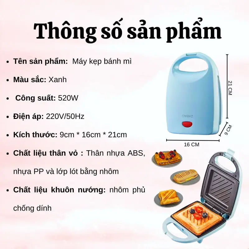 Máy Kẹp Bánh Mì Chống Dính Tốt Nướng Nhanh Chín Đều 8