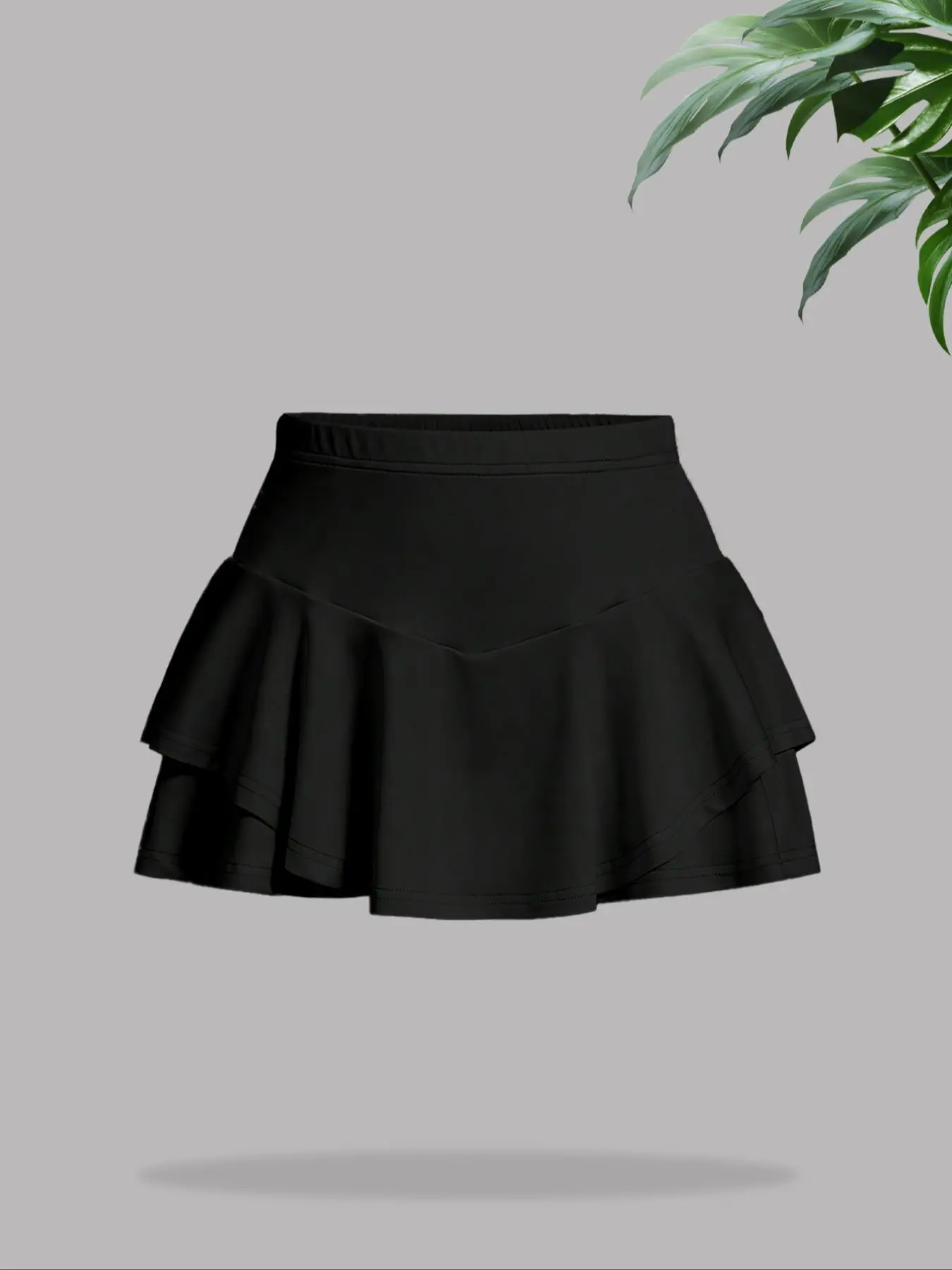 Women's Solid Ruffle Trim Layered Skirt, Casual Fashion Skirt for Daily Outdoor Wear, Ladies Bottoms for Summer