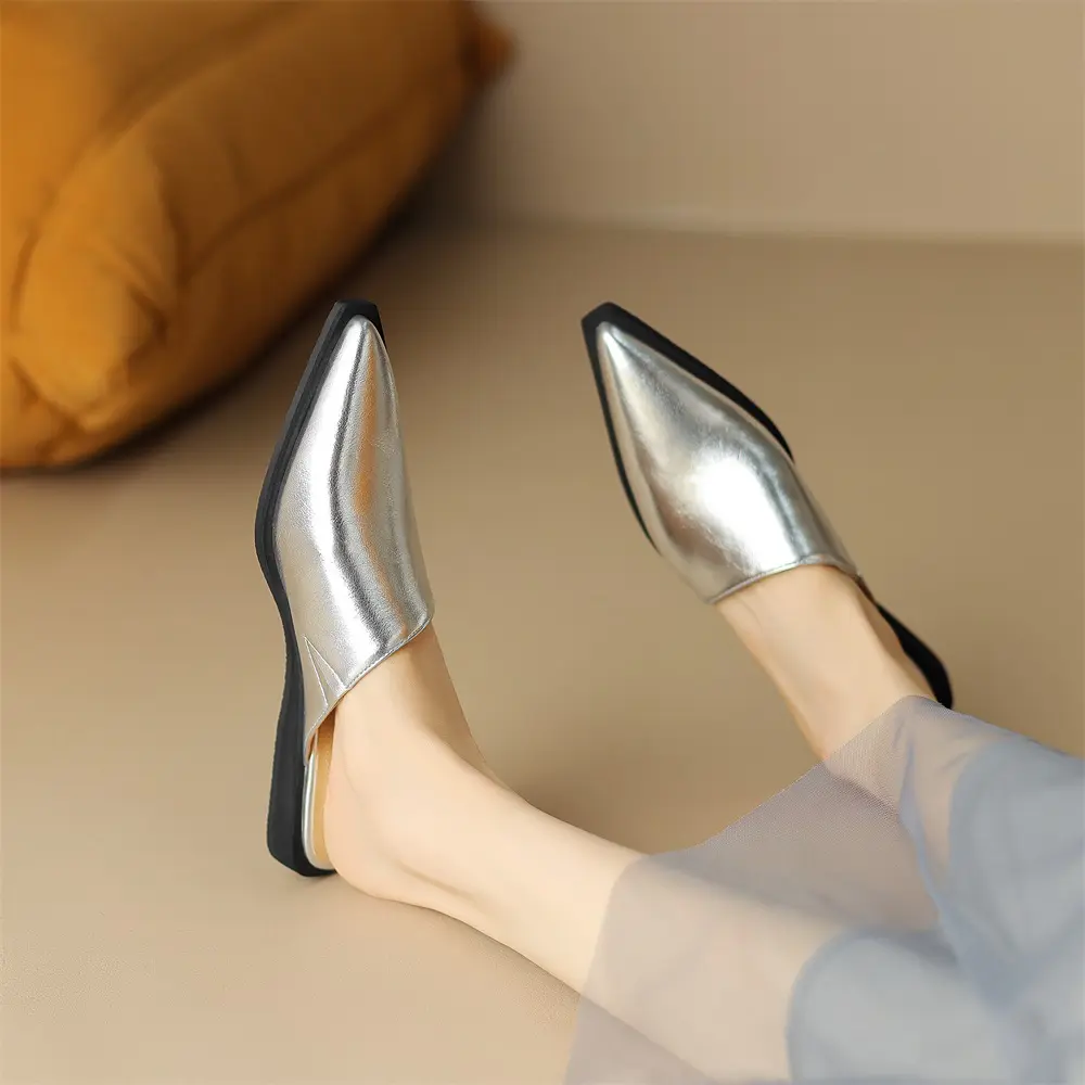 Giày sục nữ mũi nhọn đế đúc 3cm chất da mờ thời trang form to ( bít mũi S265CH) Shoes DéP Women Guốc