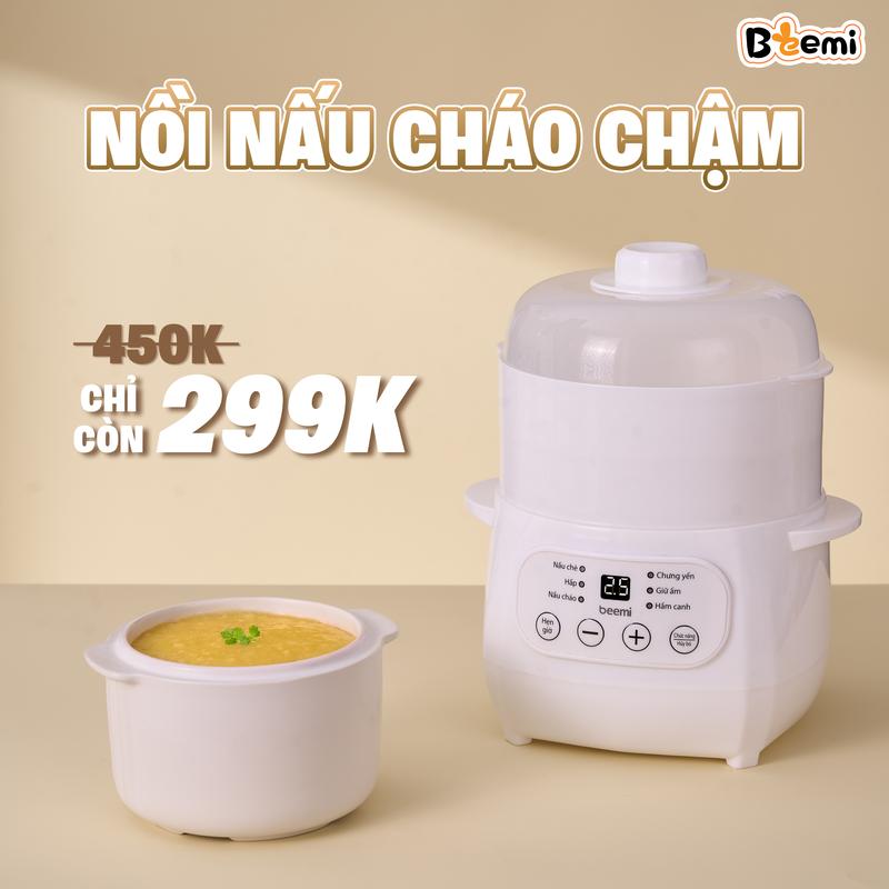 Nồi cách thủy cắm điện thông minh kèm thố sứ 1 tầng, 2 tầng dung tích 1L