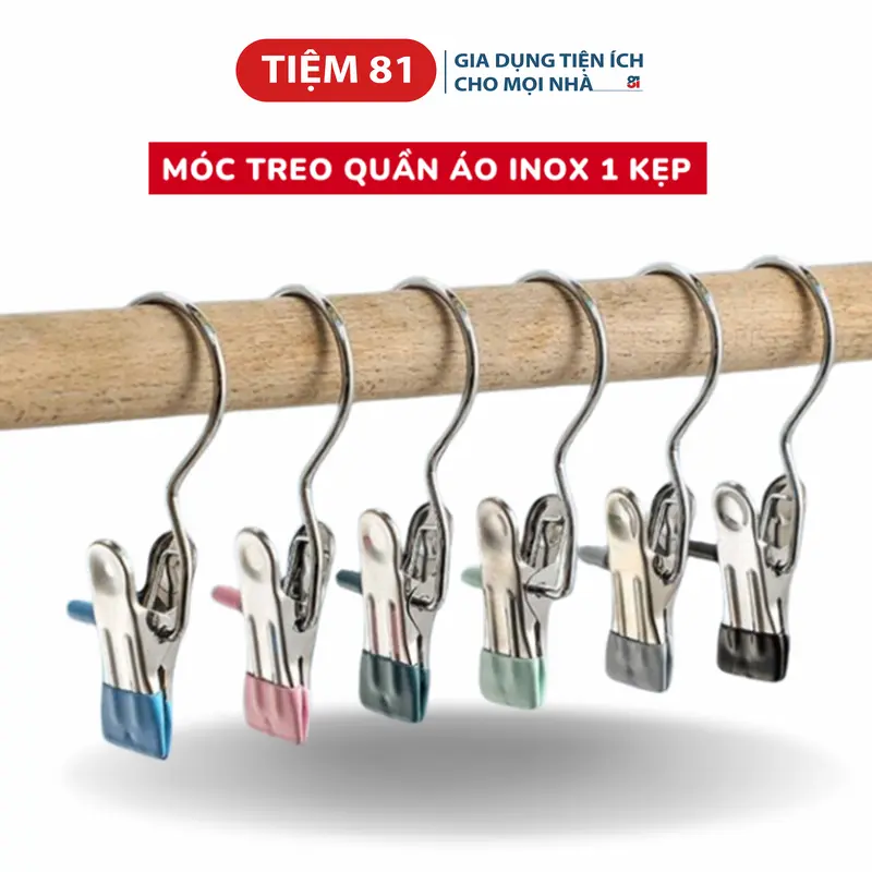 Móc kẹp đa năng chất liệu thép không gỉ, móc treo quần áo đa năng cần thiết trong mọi gia đình. 0