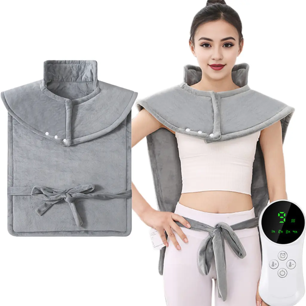 (Wanyeli)  Fast Heating Heating Pad Heated Shawl for Neck and Shoulders Electric Heating Shawl Uk Socket Adjustable Neck Shoulder Back Warming Pad 9 Levels Temperature Control