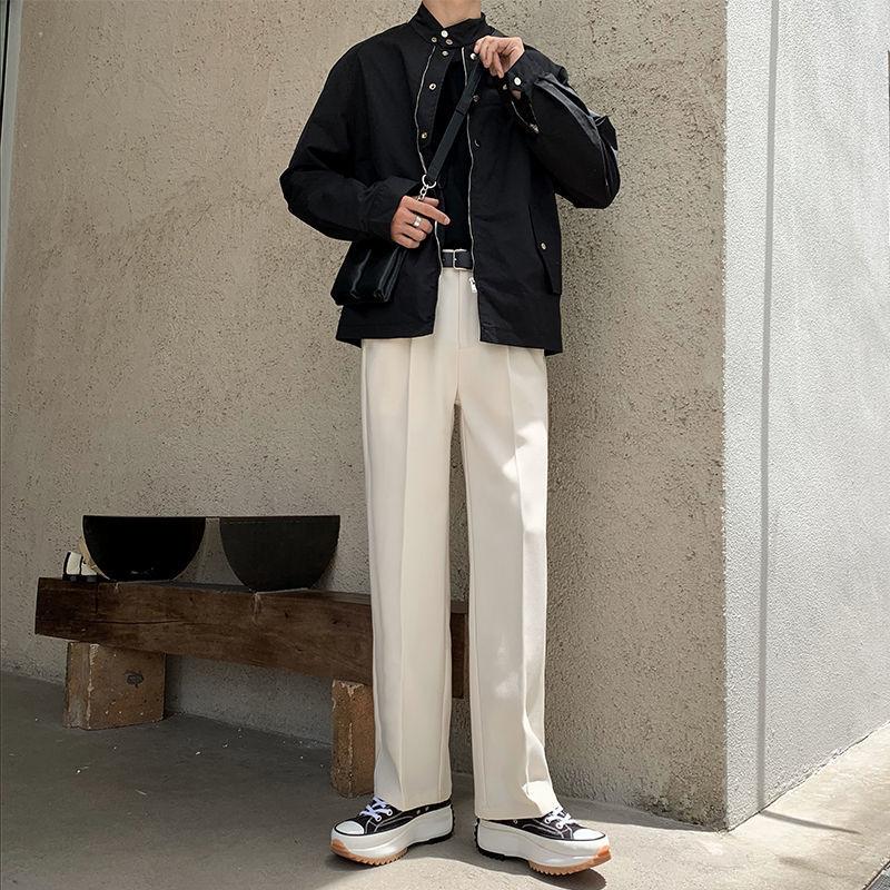 Product Introduction of Men's Spring Summer Wide Leg Dress Pants - Korean Style Loose Fit High Waist Office Trousers |   Trendy DK Straight Cut Formal Casual Pants for Students & Work 10