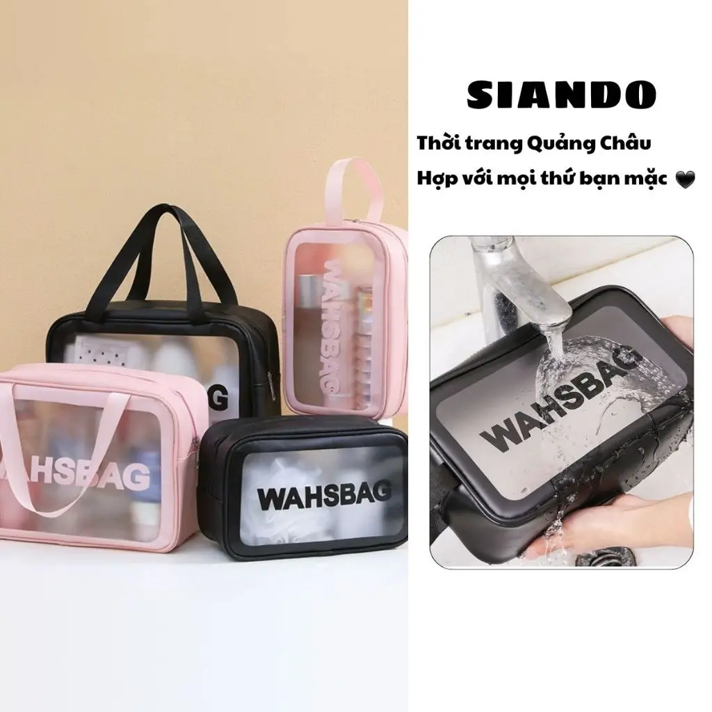Túi đựng mỹ phẩm Washbag 3 màu 3 size đựng đồ cá nhân đồ trang điểm chống thấm nước SIANDO TCN01
