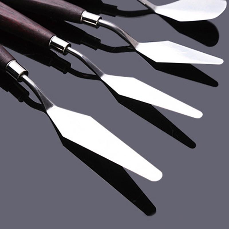 5pcs Set Artist Oil Painting Scraper Stainless Steel  for Palette Gouache Spatula 6