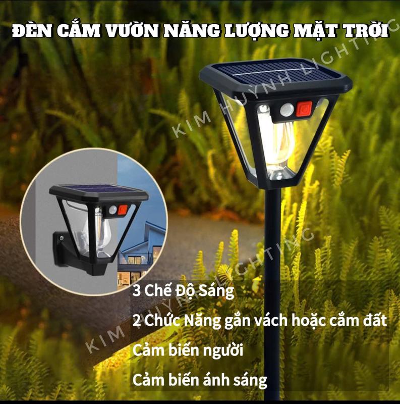  Đèn Năng Lượng Mặt Trời Cắm Vườn 3 Chế Độ Sáng Cảm Biến Chuyển Động Người Chống Nước IP65 