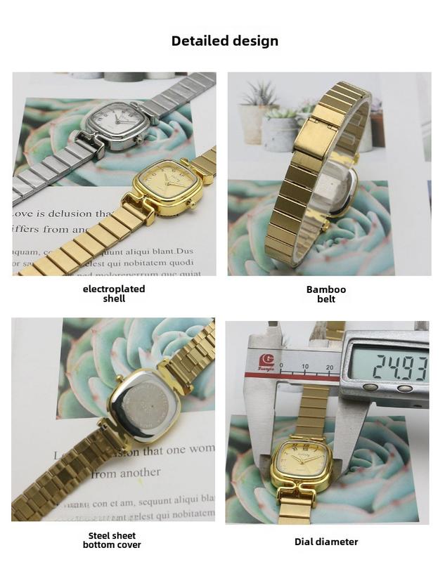 Product Introduction of Square fashion popular bamboo belt women's watch all match girls quartz watch foreign trade network ribbon tide watch sen women's watch 9