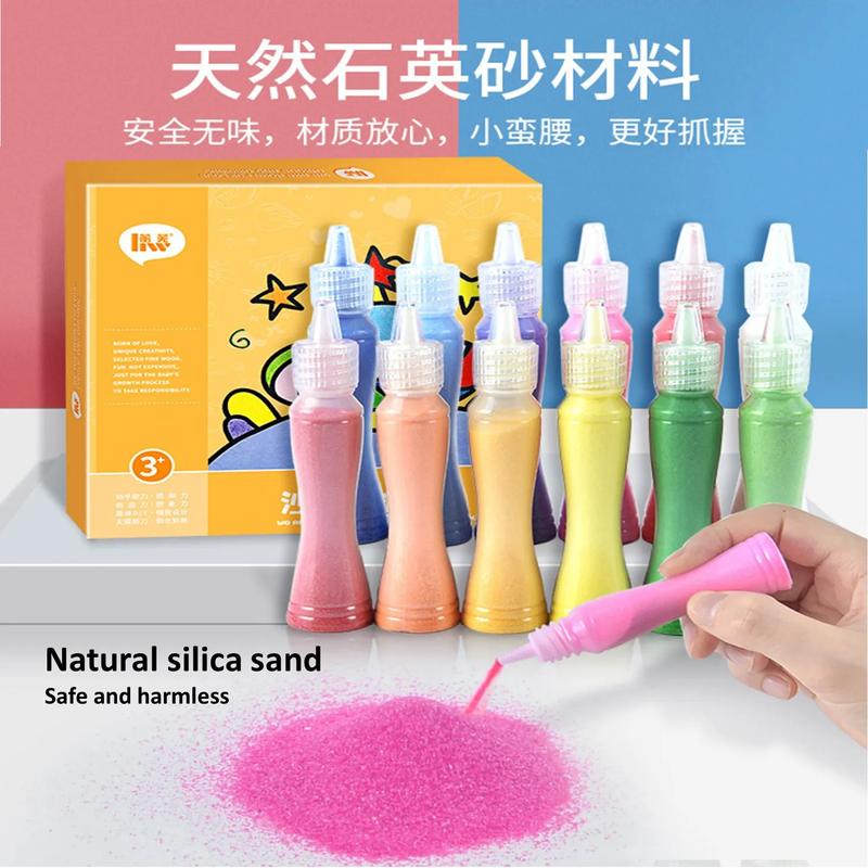 Product Introduction of TT27 Kids Colorful DIY Sand Painting Sand Art Cards Educational toys Art & Craft Creative toys for childrens boy & girls Children's the Color Sand Psinting 11
