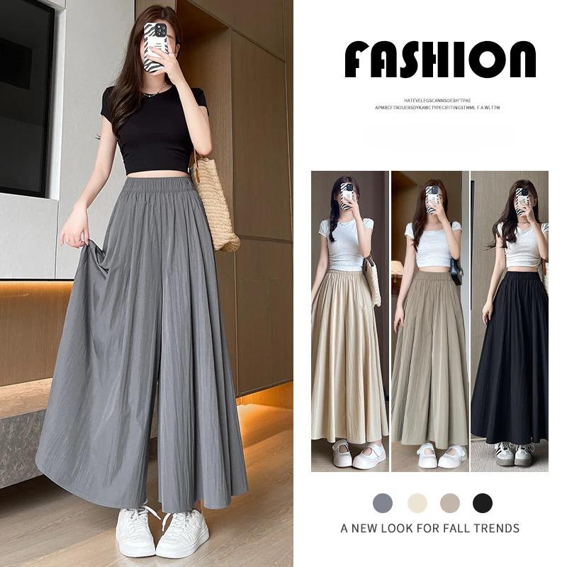 TikTok Shop New Casual Pants Elastic Waist Culottes Stylish Women s Wide Leg Pants Collection Casual Culottes High Waist Skirt for Everyday