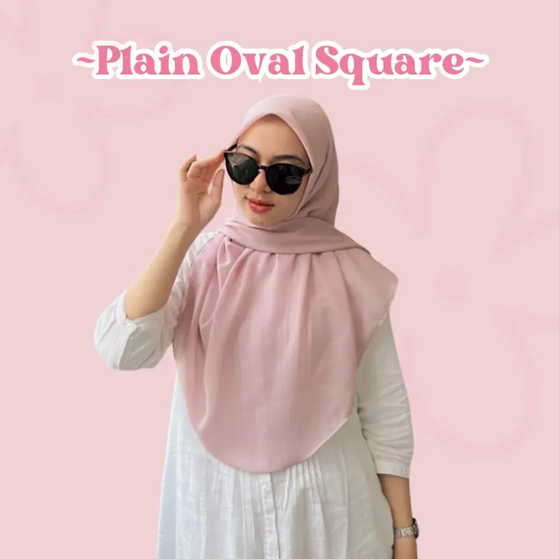 LINDAHIJAB - Jilbab Segi Empat Oval Datar Ukuran 130x130 Square Muslim 0