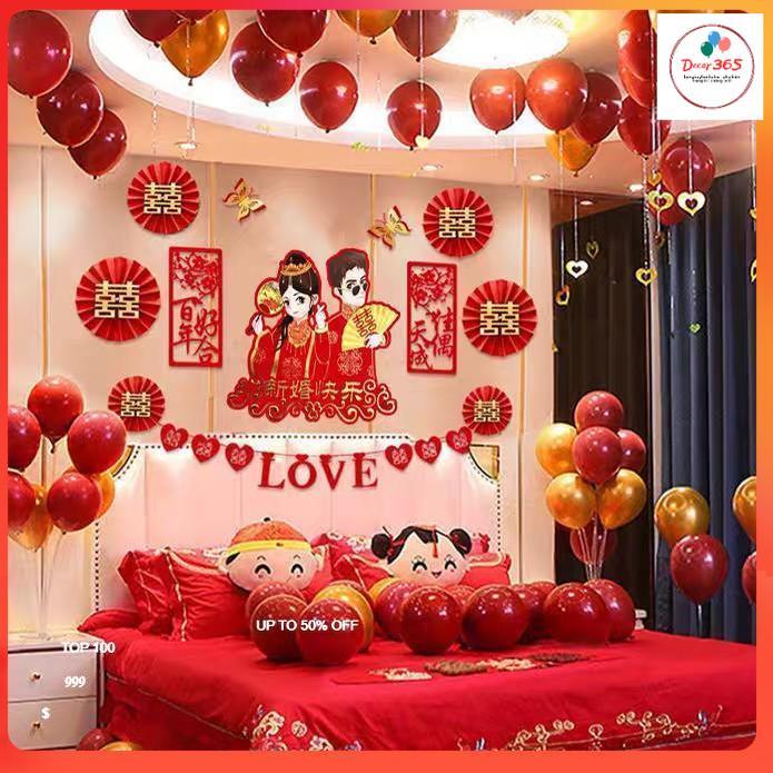 Set bóng bay trang trí phòng cưới, đám cưới, bóng bay trang trí phòng tân hôn