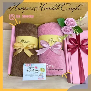 HAMPERS HANDUK COUPLE DEWASA UKURAN 70 X 140 CM HADIAH WEDDING / HANDUK COUPLE KADO PERNIKAHAN PREMIUM LUCU / SOUVENIR WEDDING HANDUK COUPLE DEWASA JUMBO