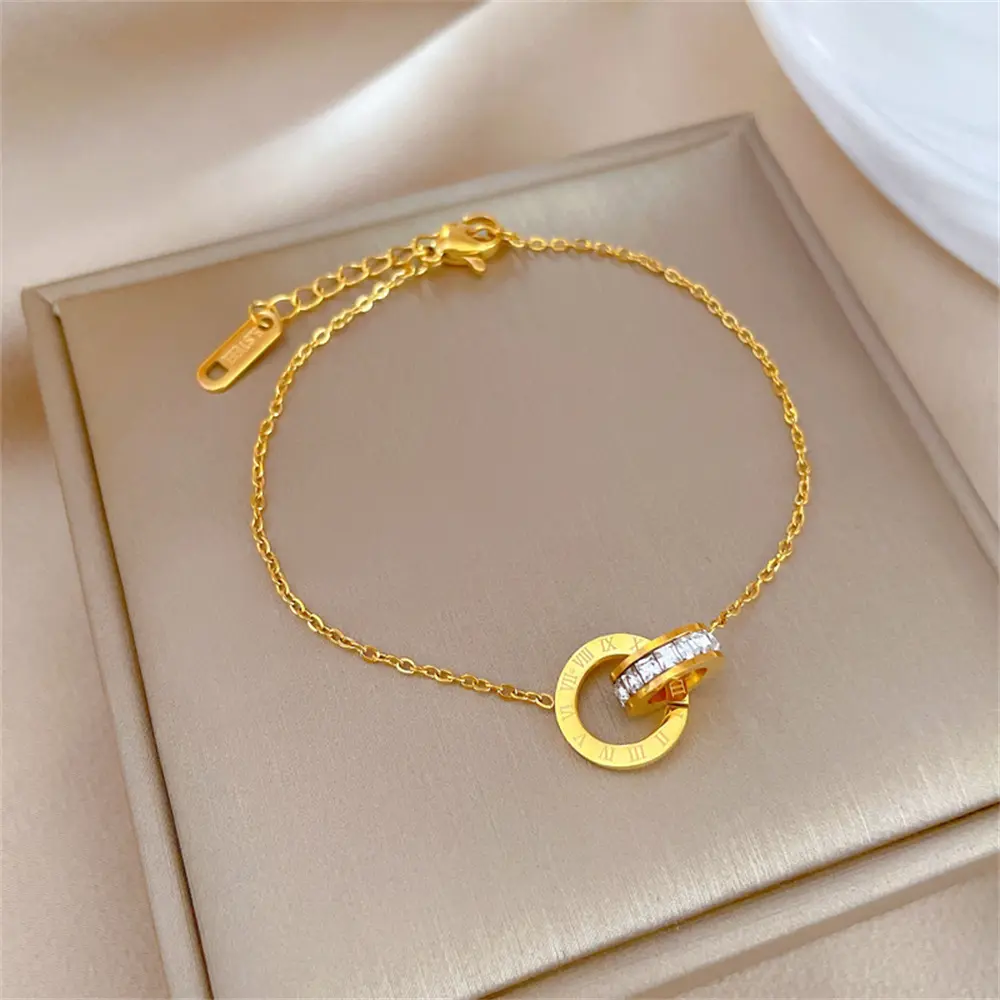 Clavicle Chain Jewelry Exquisite Necklace, Simple Art Roman Numeral Diamond Inlaid Titanium Steel Necklace