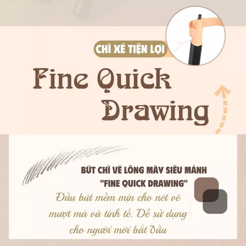 Chì xé kẻ mày WODWOD cứng phẩy sợi Eyebrow Pencil sắc nét chuyên dùng cho Makeup trang điểm Cosmetic Mỹ Phẩm Phấn Phủ 4