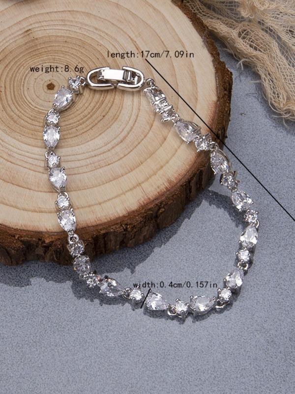 Artificial Zircon Decorated Bracelet, Fashionable Jewelry for Women & Girls, Trendy All-match & Exquisite Jewelry for Birthday Gift 1